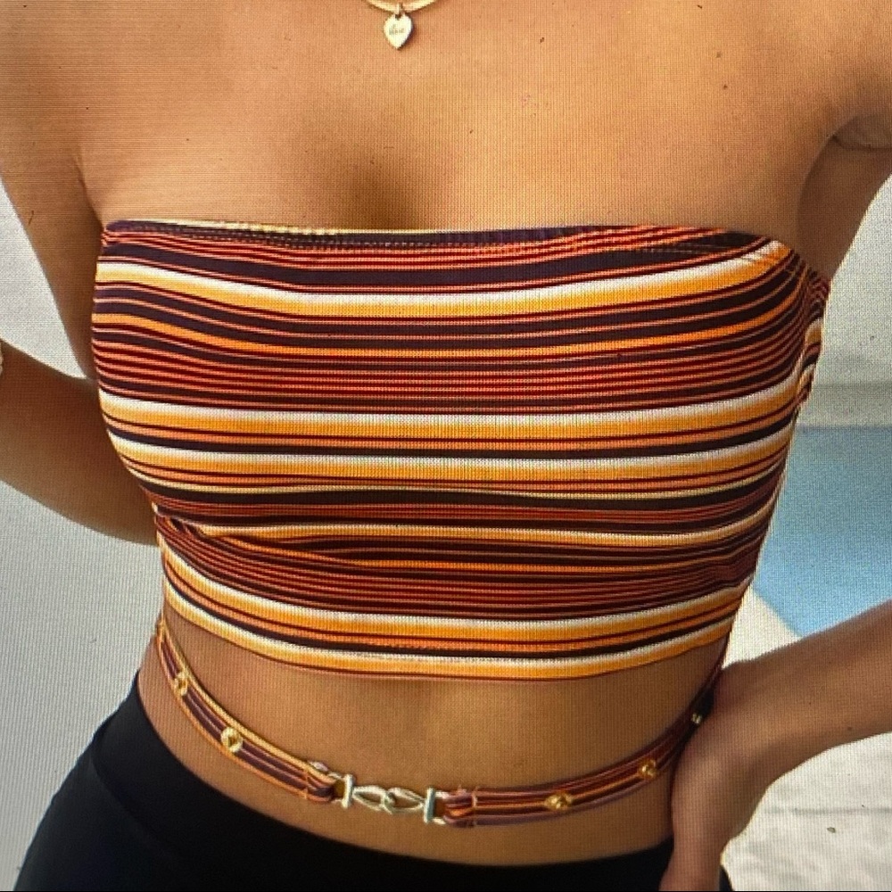 Two tube tops, one stripes other floral!
